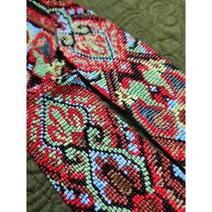 Vintage Native American hand loomed Beaded Sash Belt 56” Geometric Tribal Design